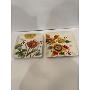 Set Of 2 Vintage Maxcera Plates Summer Mum Florals & Sunflower Bunch 8.75”